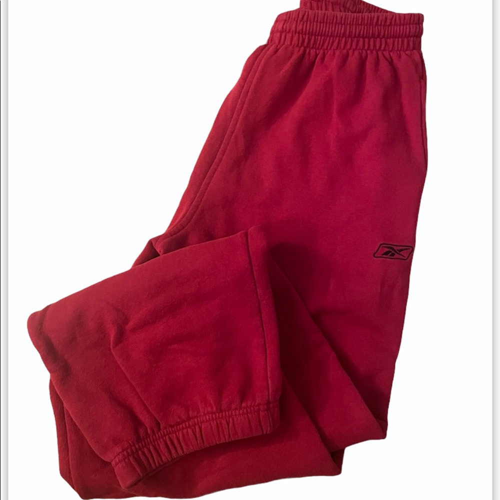 red reebok sweatpants